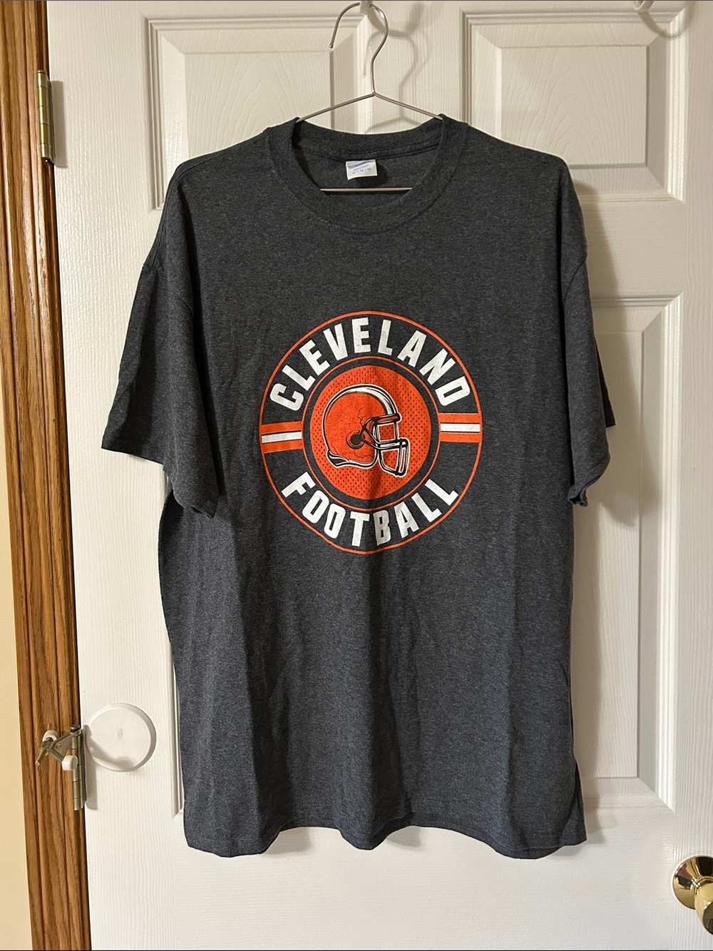 Cleveland Football Graphic Tee - Charcoal with Orange Logo